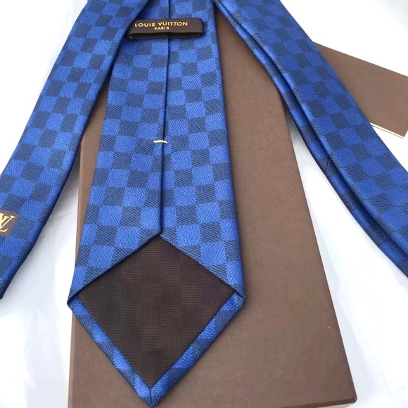 🔥SENSATIONAL🔥🆕💯LOUIS VUITTON ROYAL BLUE BLACK~VIRGIL ABLOH~DAMIER TIE✨🔥 - Picture 5 of 8